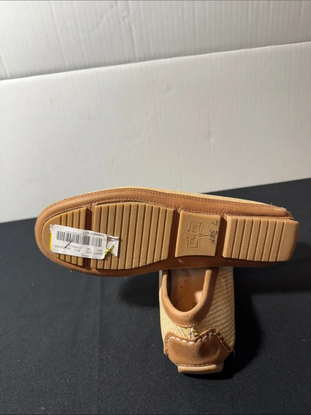 Women’s Tan Raffia Penny Loafers — Casual Slip-On Flats